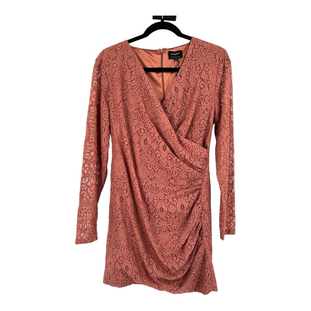 Bardot Dress Isla long sleeve lace side gathered size 10 XL - Picture 2 of 7